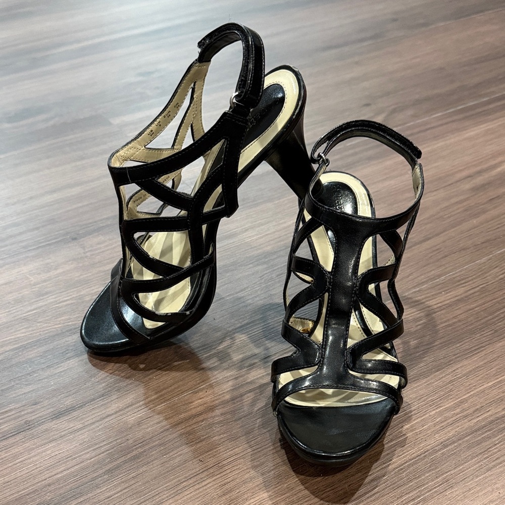 Elegant Black Strappy Women's Heels